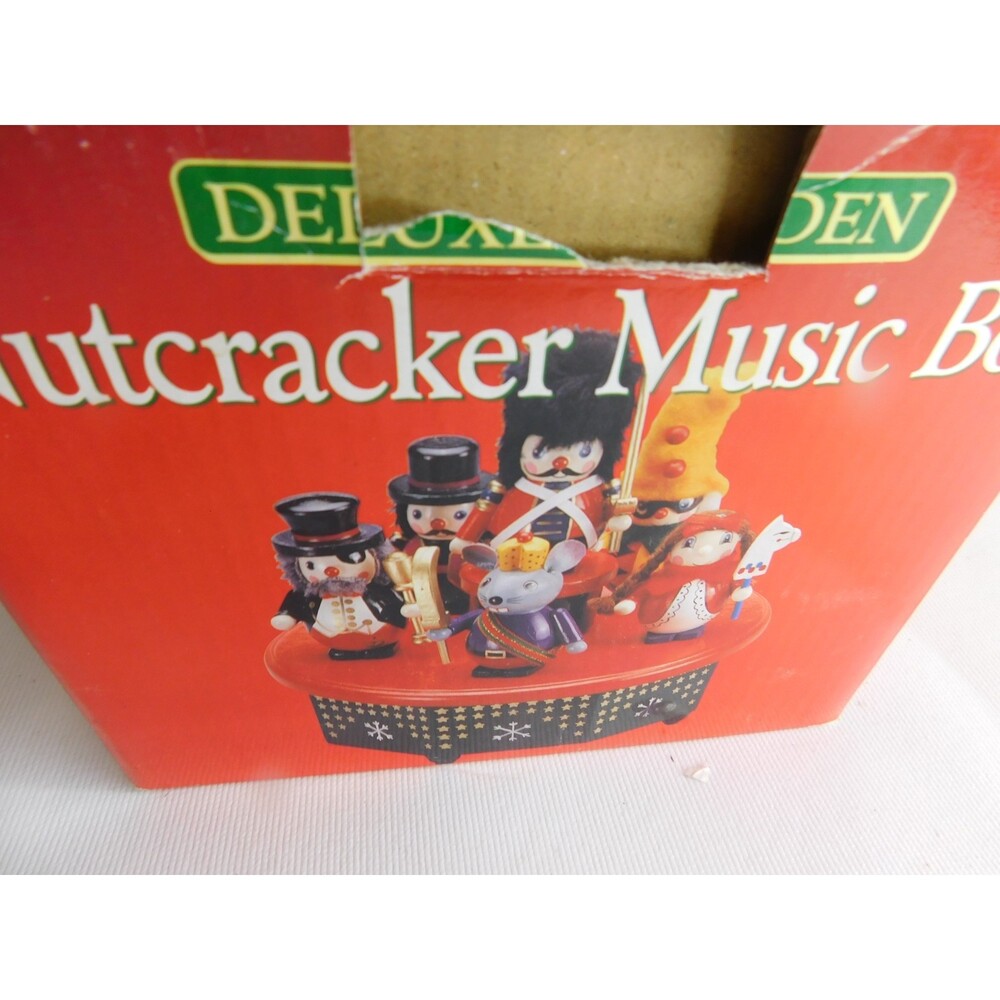 Vintage Timeless Treasures Deluxe Wooden Nutcracker Christmas Music Box READ